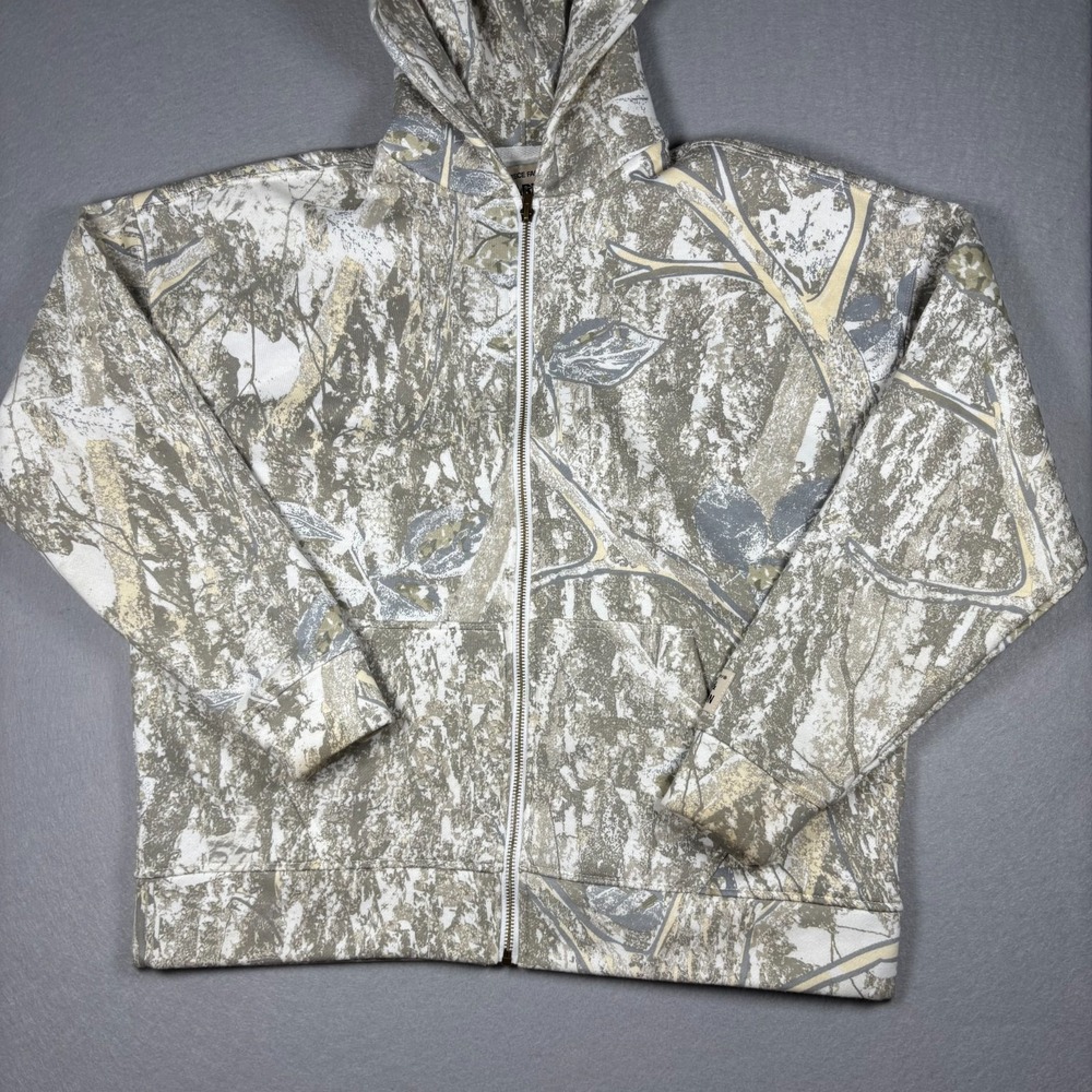 Art & Motion Fleece Factory Forest Camo Full Zip Hoodie Size Small Oversized